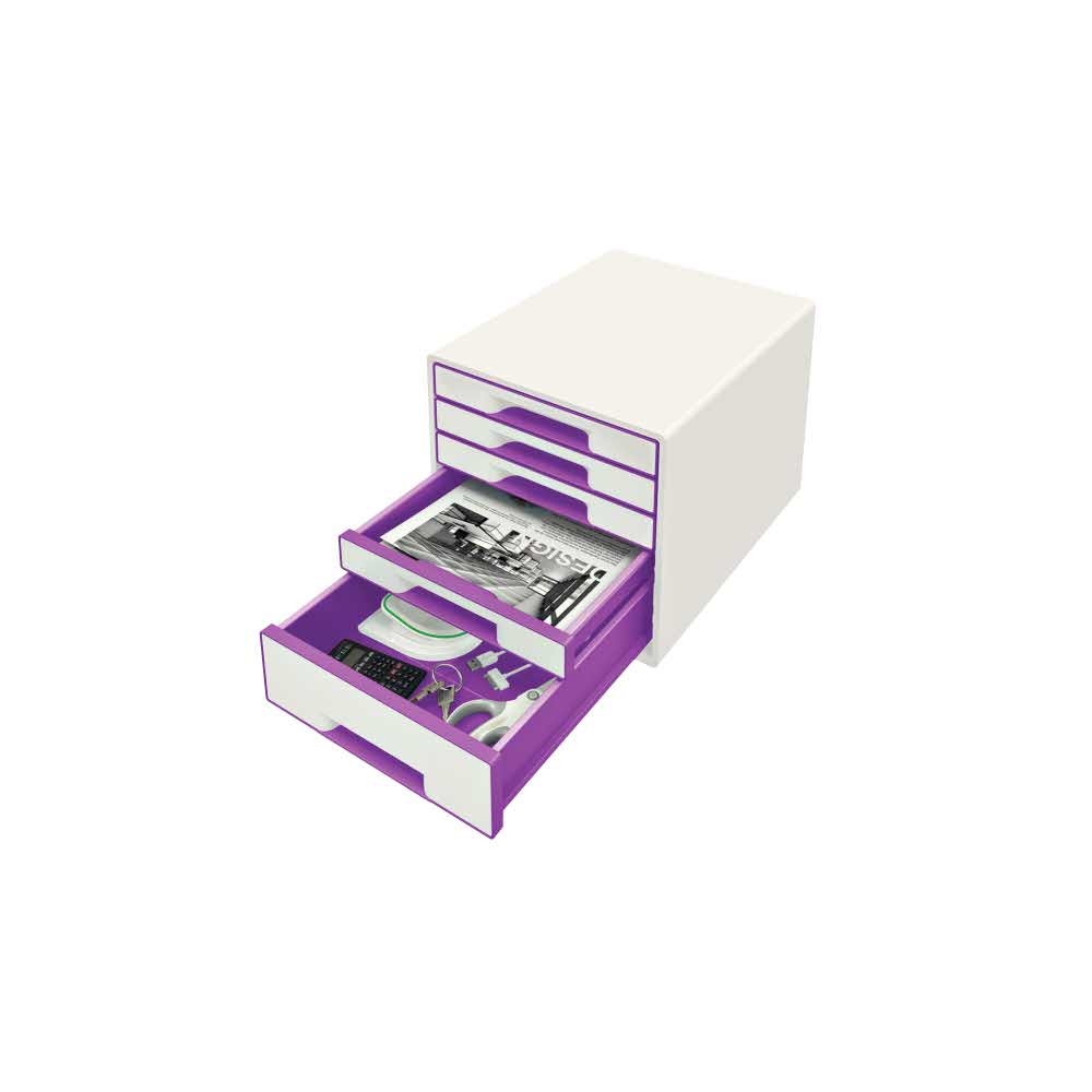 przybornik na biurko 5 alibiuro.pl Pojemnik z szufladami Leitz WOW CUBE fioletowy 34