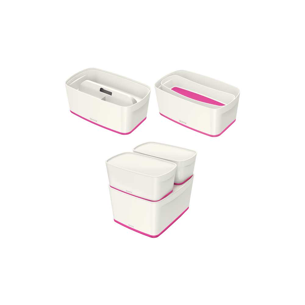 sprzęt biurowy 5 alibiuro.pl Pojemnik mały Leitz MyBox WOW z pokrywą różowy 85