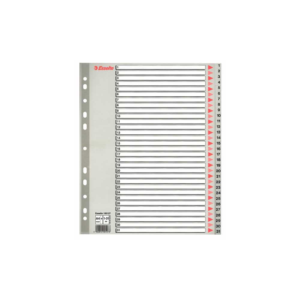 sprzęt biurowy 5 alibiuro.pl Przekładki Esselte z PP A4 Maxi szary 80