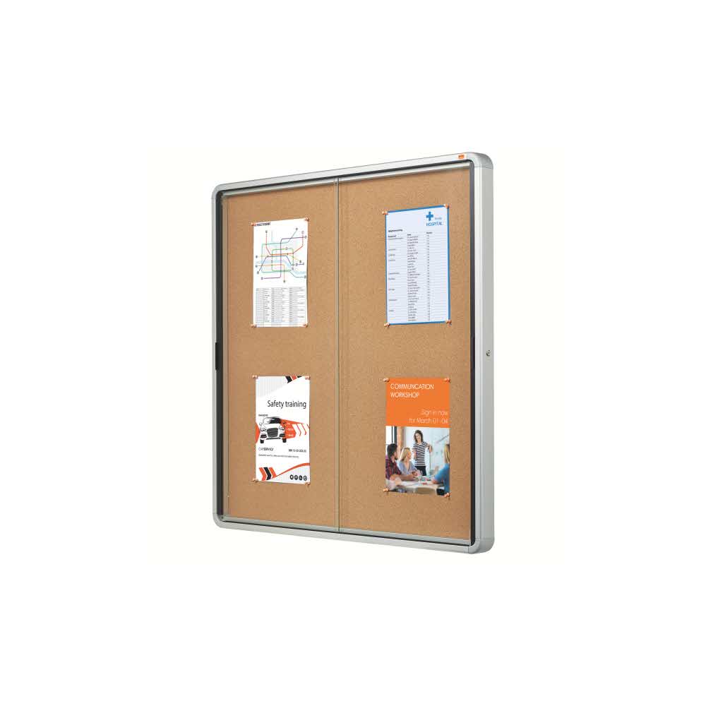 sprzęt biurowy 5 alibiuro.pl Szklana korkowa gablota wewnętrzna Nobo siarczanowy 87