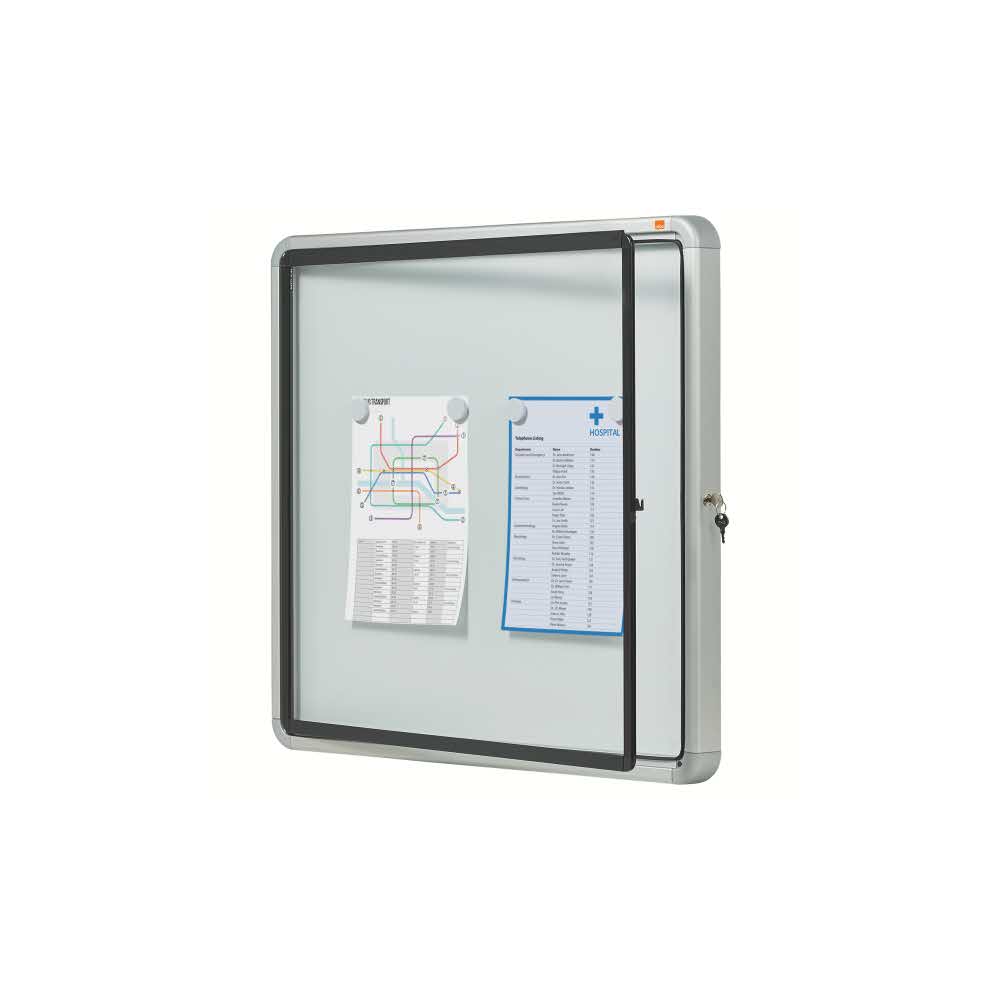 sprzęt biurowy 5 alibiuro.pl Szklana magnetyczna gablota zewnętrzna Nobo biały 96