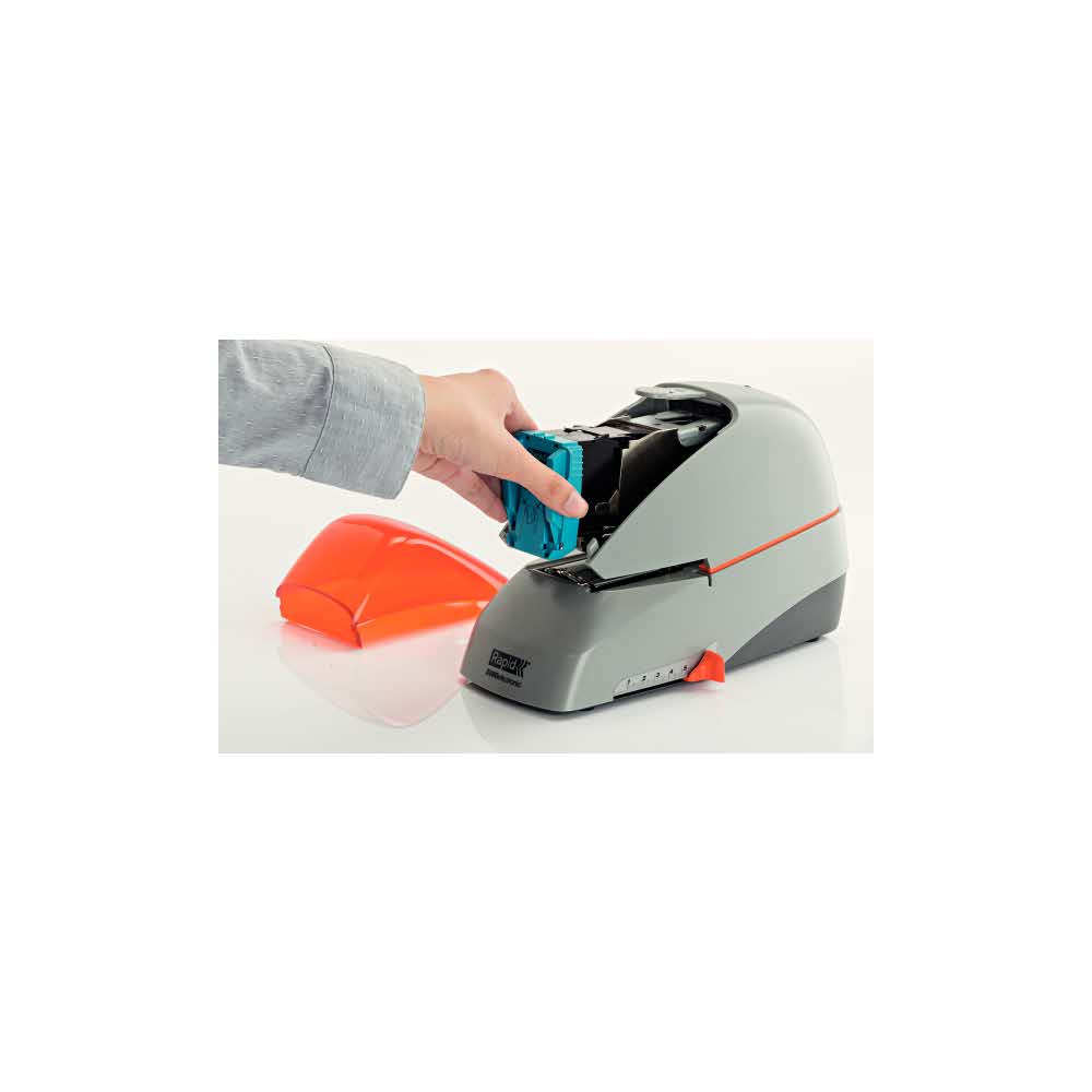 sprzęt biurowy 5 alibiuro.pl Zszywacz elektryczny Supreme 5080e srebrny pomarańczowy 79