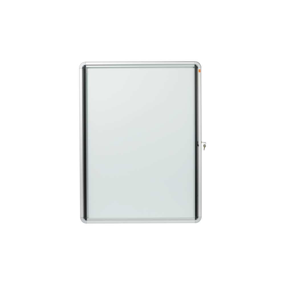 tablice i prezentacja 5 alibiuro.pl Szklana magnetyczna gablota wewnętrzna Nobo biały 81