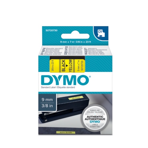Taśma DYMO D1 9mm x 7m czarny żółty S0720730 9 mm - obrazek 5