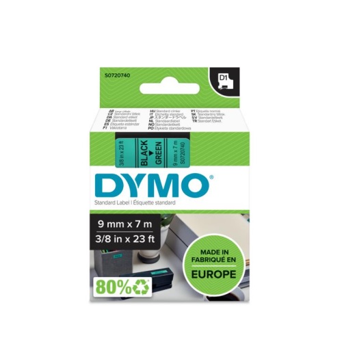 S0720740 Taśma Dymo D1 9mm Black On Green 40919