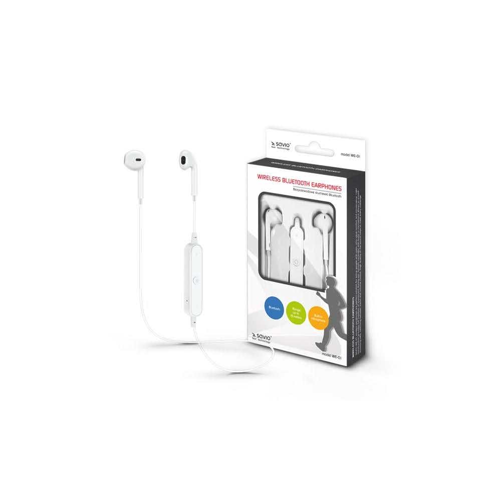 akcesoria komputerowe 7 alibiuro.pl Suchawki bezprzewodowe SAVIO WE 01 douszne bezprzewodowe Bluetooth z wbudowanym mikrofonem kolor biay 41