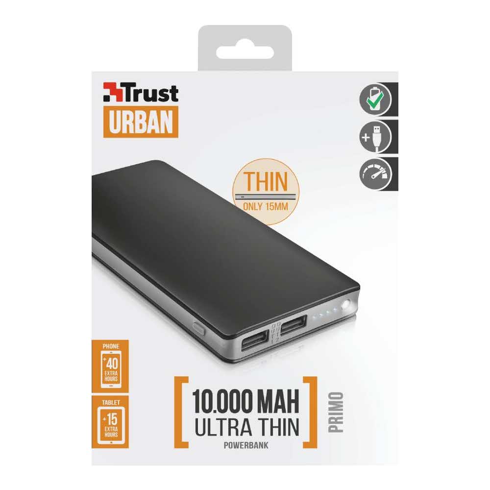 artykuły biurowe 7 alibiuro.pl PowerBank Trust Primo Thin 22577 10000mAh microUSB USB 2.0 kolor czarny 25