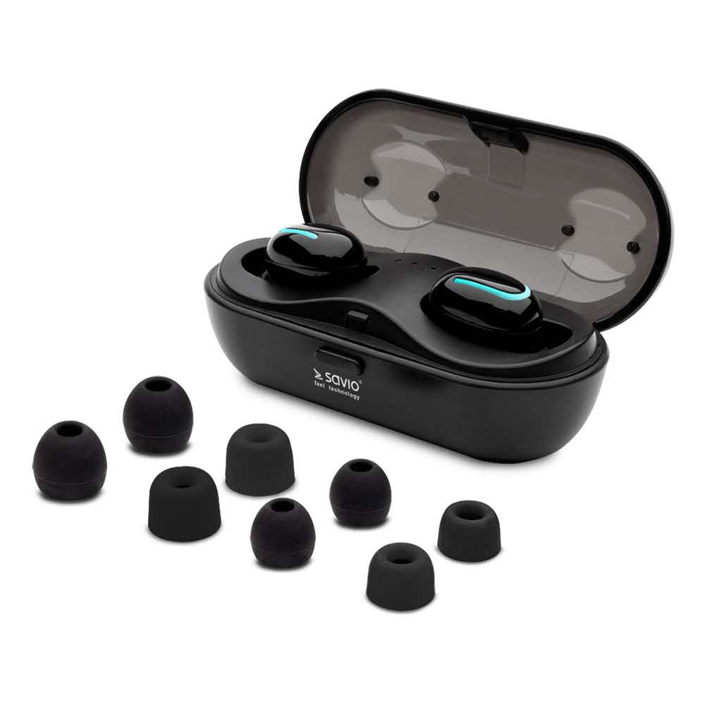 artykuły biurowe 7 alibiuro.pl Suchawki SAVIO TWS 05 bezprzewodowe Bluetooth kolor czarny 82