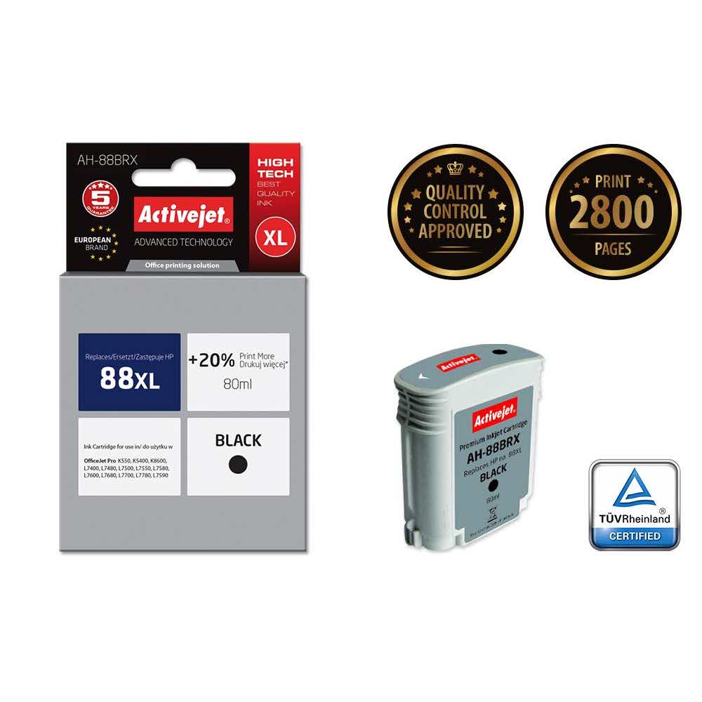 artykuły biurowe 7 alibiuro.pl Tusz Activejet AH 88BRX zamiennik HP 88XL C9396AE Premium 80 ml czarny 51