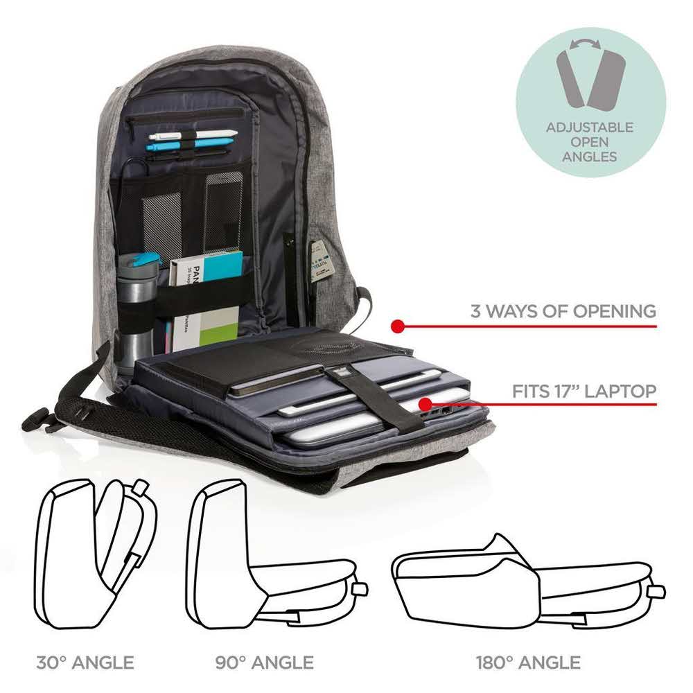 artykuły biurowe 7 alibiuro.pl XD DESIGN PLECAK ANTYKRADZIEOWY BOBBY XL SZARY P N P705.562 95