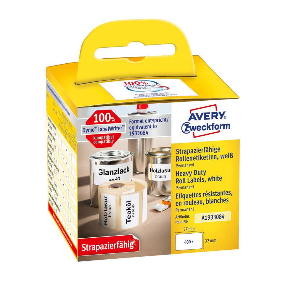 artykuły papiernicze 7 alibiuro.pl Zestaw etykiet w rolce Do termodruku AVERY Zweckform A1933084 57mm x 32mm Papier kolor biay 1
