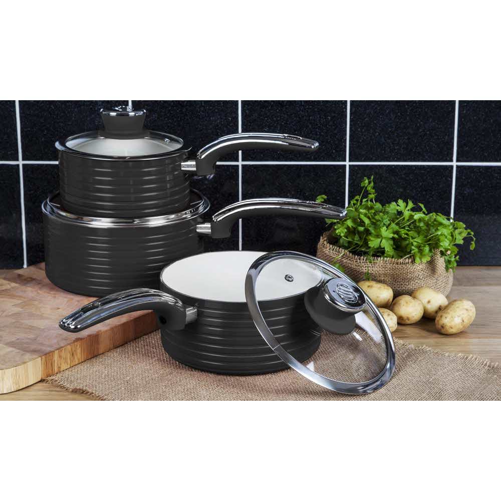 garnki i patelnie 7 alibiuro.pl Zestaw garnkw z powok ceramiczn Swan RETRO SWPS5020BN 20 cm 28 cm 21