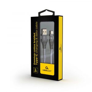 kable i adaptery 7 alibiuro.pl GEMBIRD PREMIUM KABEL USB C 2.0 AM CM METALOWE WTYKI OPLOT NYLONOWY 2M SZARO BIAY 26