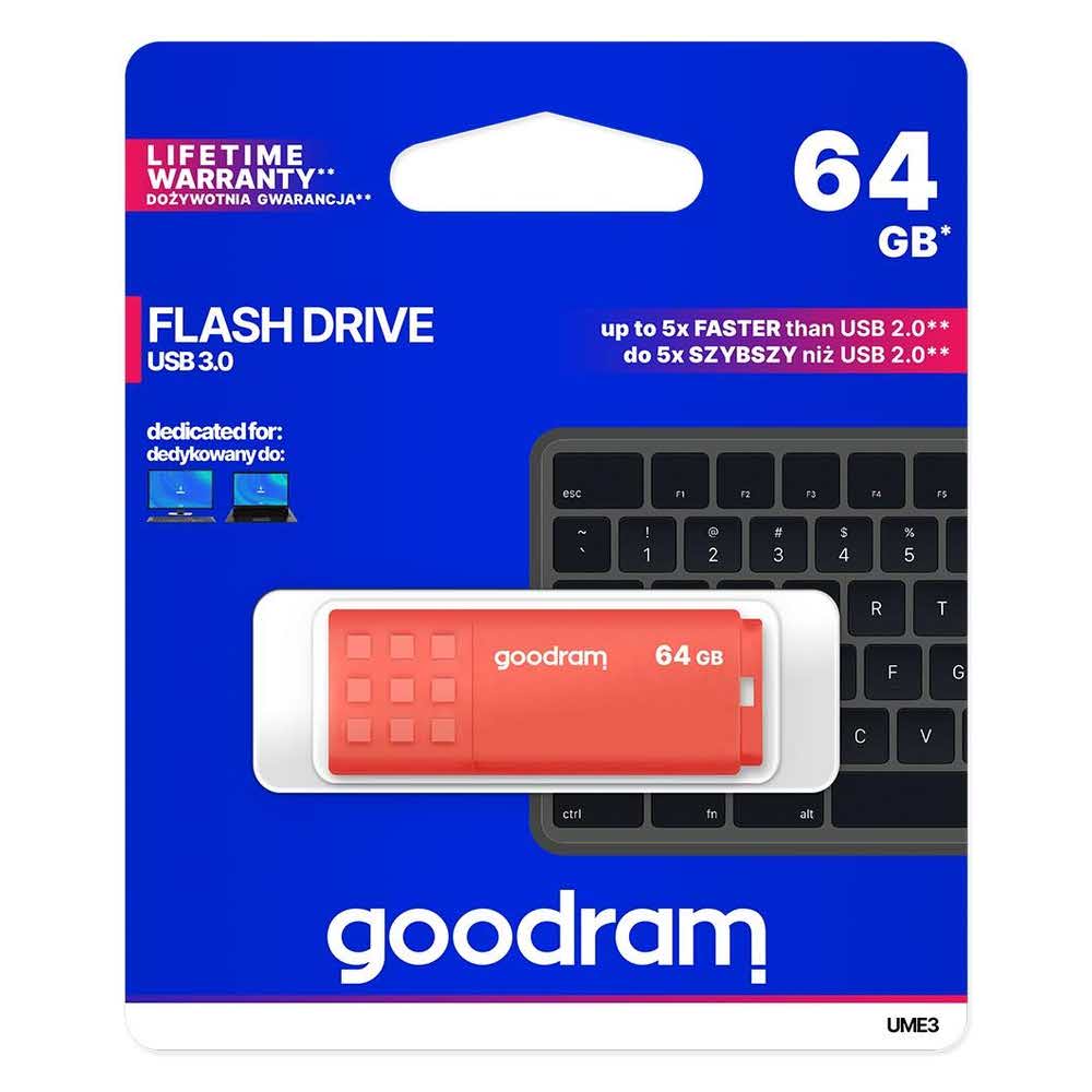 karty sd hc 7 alibiuro.pl GOODRAM FLASHDRIVE 64GB UME3 USB 3.0 ORANGE 91