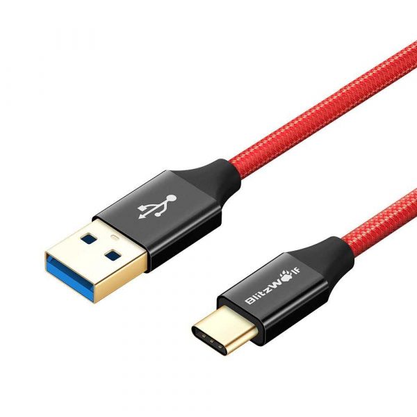 materiały biurowe 7 alibiuro.pl Kabel BlitzWolf AMPCORE BW TC10 USB 2.0 USB typu C 1 8m kolor czerwony 90