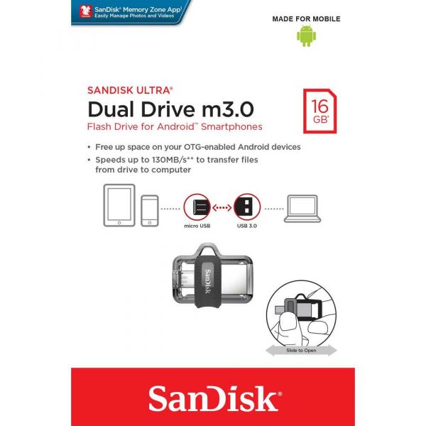 nośniki danych 7 alibiuro.pl Pendrive SanDisk ULTRA SDDD3 016G G46 16GB microUSB USB 3.0 kolor szary 77