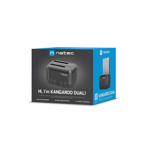 nośniki danych 7 alibiuro.pl Stacja dokujca NATEC Kangaroo NSD 0955 2.5 Inch 3.5 Inch USB 3.0 czarny 80