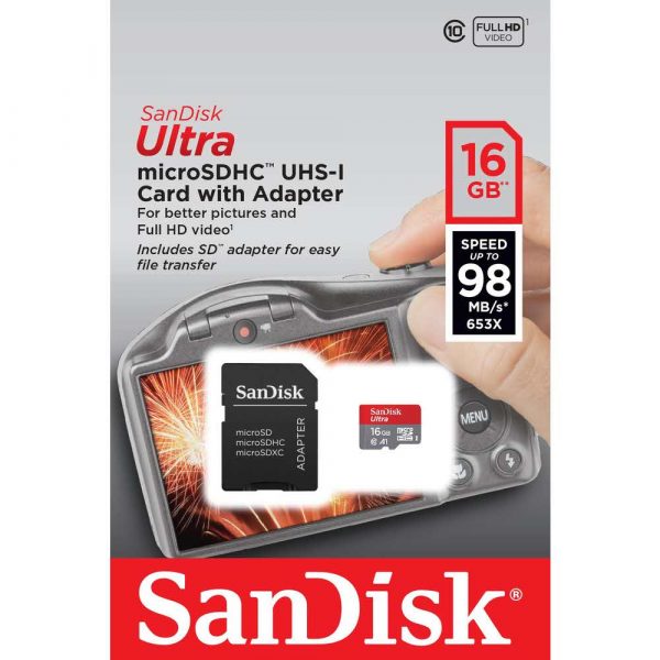 pamięci 7 alibiuro.pl Karta pamici SanDisk Ultra SDSQUAR 016G GN6IA 16GB Class 10 Adapter 70