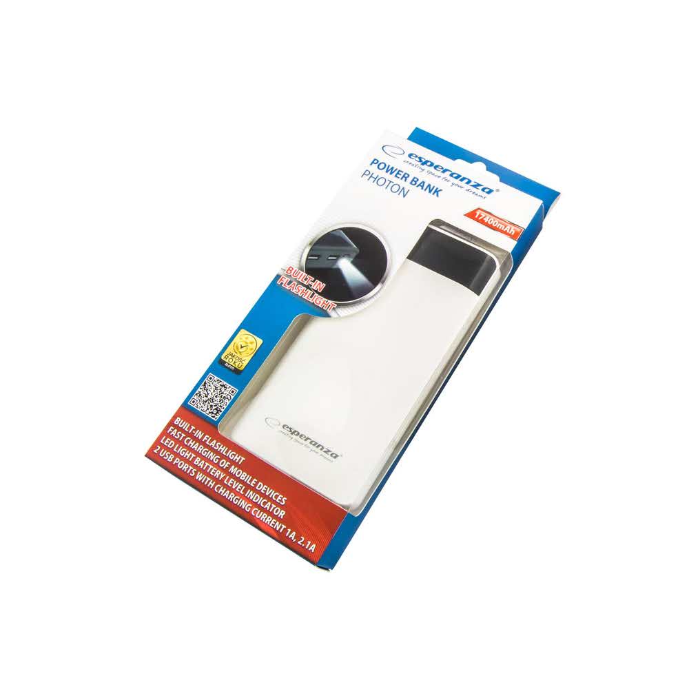 peryferia komputerowe 7 alibiuro.pl PowerBank Esperanza PHOTON EMP120W 17000mAh microUSB USB 2.0 kolor biay 84