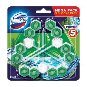 środki czystości 7 alibiuro.pl DOMESTOS Power 5 Kostka zapachowa do WC Pine 3x55g 36