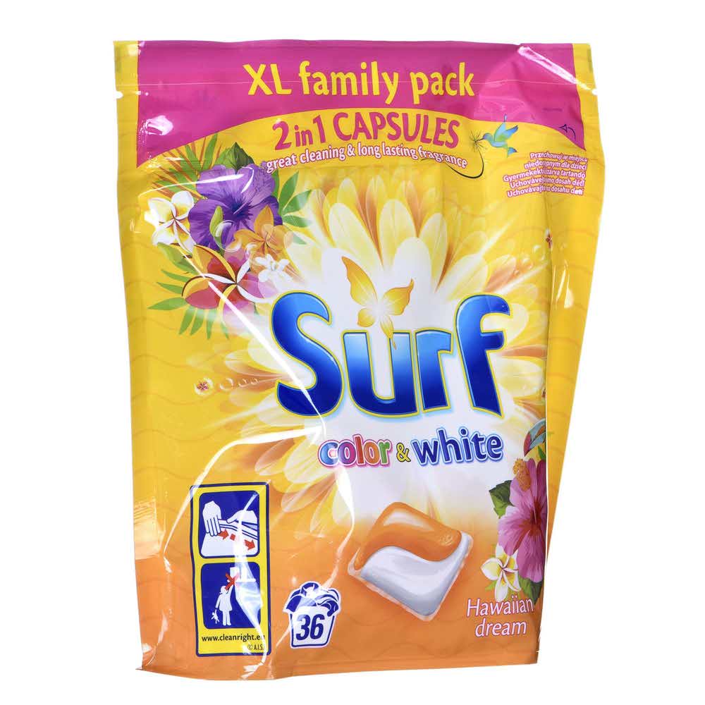 środki czystości i higiena 7 alibiuro.pl SURF Kapsuki do prania Hawajski Kolor Biay 36szt 9