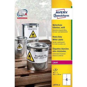 sprzęt biurowy 7 alibiuro.pl Etykiety ochronne AVERY Zweckform L4774 20 99.1mm x 139mm Poliester kolor biay 20