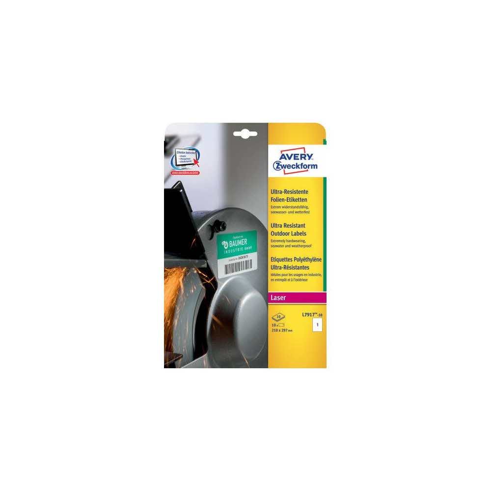 sprzęt biurowy 7 alibiuro.pl Zestaw etykiet ochronne Do nadruku AVERY Zweckform L7917 10 210mm x 297mm Polietylen kolor biay 84