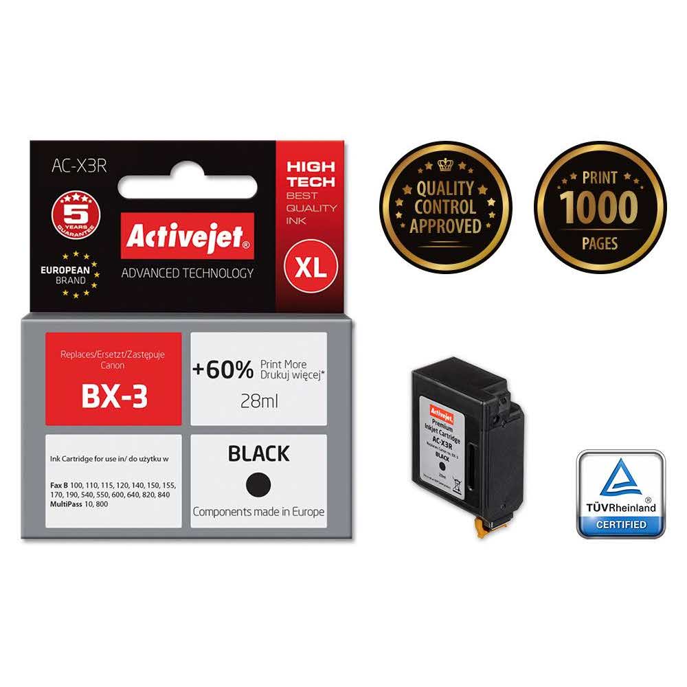 tusze 7 alibiuro.pl Tusz Activejet AC X3R zamiennik Canon BX 3 Premium 28 ml czarny 99