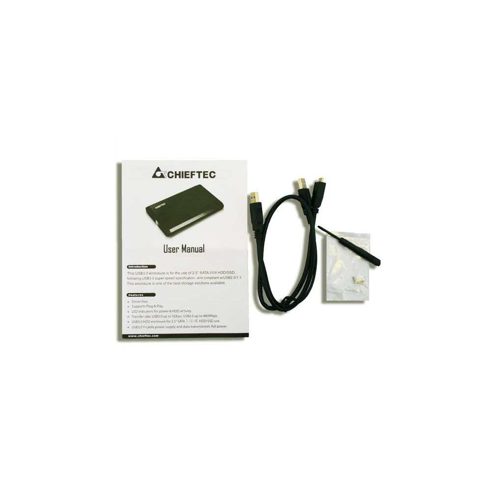 zaopatrzenie dla biura 7 alibiuro.pl Obudowa Chieftec External CEB 2511 U3 2.5 Inch USB 3.0 Aluminium Tworzywo sztuczne kolor czarny 44