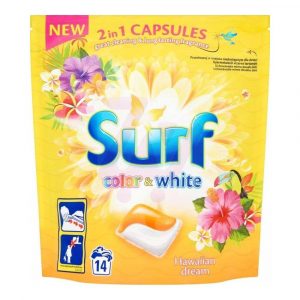 zaopatrzenie dla biura 7 alibiuro.pl SURF Kapsuki do prania Hawajski Kolor Biay 14szt 7