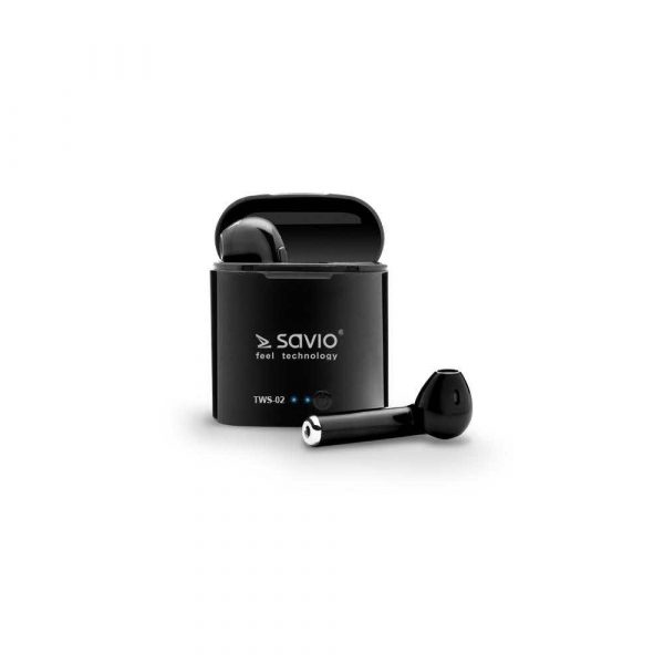 zaopatrzenie dla biura 7 alibiuro.pl Suchawki bezprzewodowe SAVIO TWS 02 douszne bezprzewodowe Bluetooth z wbudowanym mikrofonem kolor czarny 38