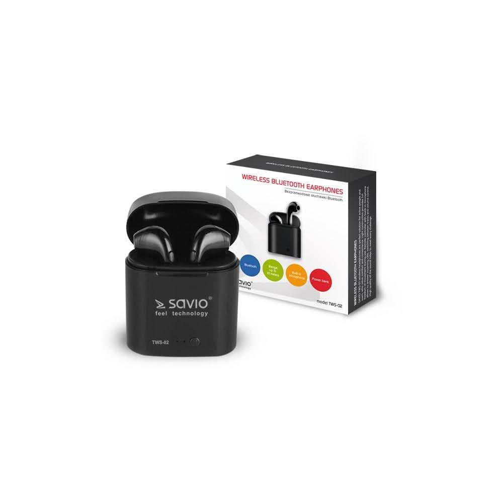 zestawy głośnomówiące bluetooth 7 alibiuro.pl Suchawki bezprzewodowe SAVIO TWS 02 douszne bezprzewodowe Bluetooth z wbudowanym mikrofonem kolor czarny 1
