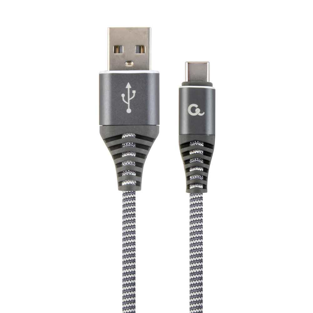 złącza usb 7 alibiuro.pl GEMBIRD PREMIUM KABEL USB C 2.0 AM CM METALOWE WTYKI OPLOT NYLONOWY 2M SZARO BIAY 41