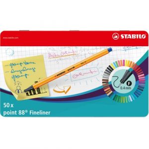 8850-6 Zestaw cienkopisów Point 88 w pudełku metalowym (50 szt.) STABILO