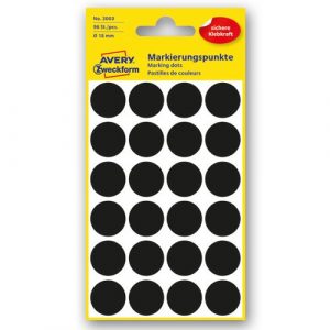 3003 Kółka do zaznaczania kolorowe 96 etyk./op. fi18 mm czarne Avery Zweckform