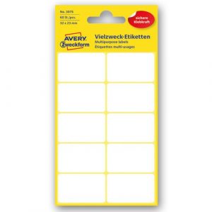 3075 Białe minietykiety do opisywania ręcznego 60 etyk./op. 32 x 23 mm białe Avery Zweckform