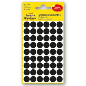 3140 Kółka do zaznaczania kolorowe 270 etyk./op. fi12 mm czarne Avery Zweckform