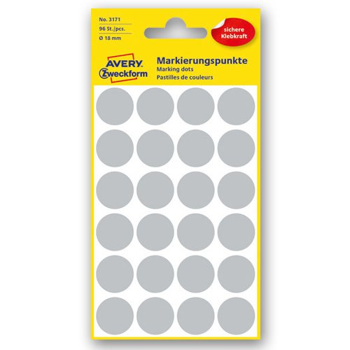 3171 Kółka do zaznaczania 96 etyk./op. fi18 mm szare Avery Zweckform