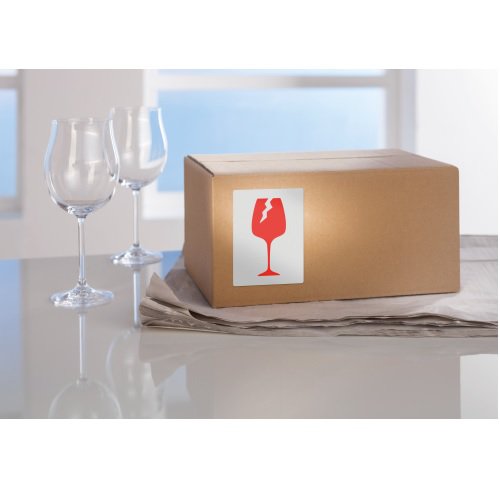 7251 Ostrzegawcze etykiety "Ostrożnie szkło" / 200 etyk / 74 x 100 mm czerwone Avery Zweckform - obrazek 3