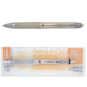 DŁUGOPIS ŻELOWY UMN-207 GG Z SILIKONOWYM UCHWYTEM, ZŁOTA OBUDOWA, CZARNY WKŁAD, UNI