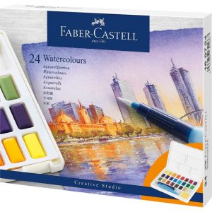 farby akwarelowe cs w kostkach 24 kolplastikowe opakowanie faber castell alibiuro.pl 16