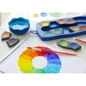 farby szkolne connector 12 kol.+pędzelek w niebieskiej kasetce faber castell alibiuro.pl 95