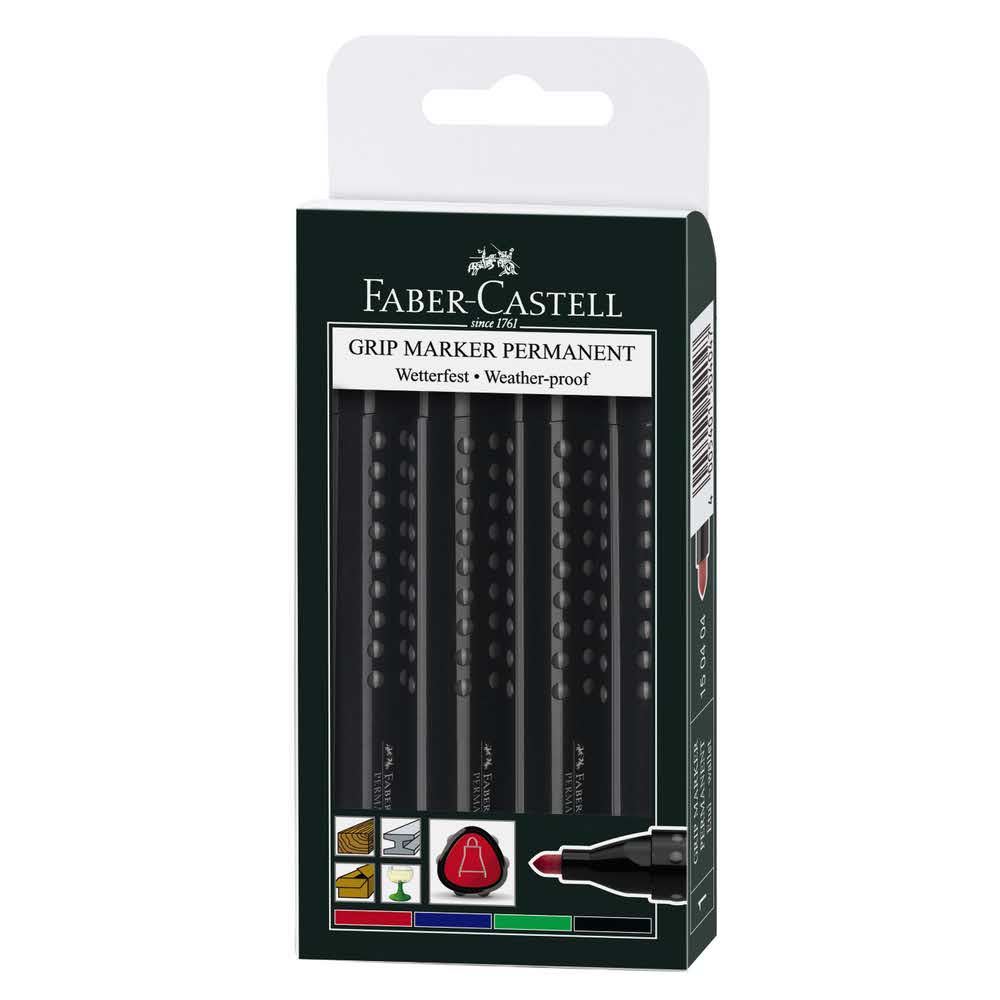 grip marker permanentny etui 4 sztkońcówka okrągła faber castell alibiuro.pl 10