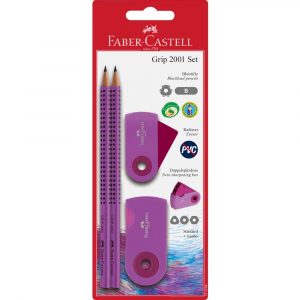 grip&sleeve set różowy 2xołówek+gumka+temperówka faber castell alibiuro.pl 98