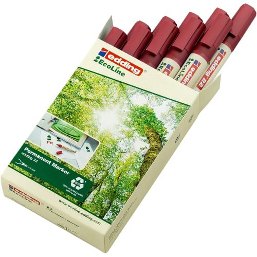 Marker Edding Permanentny Ekologiczny 22 Ścięta Końcówka Czerwony - obrazek 3