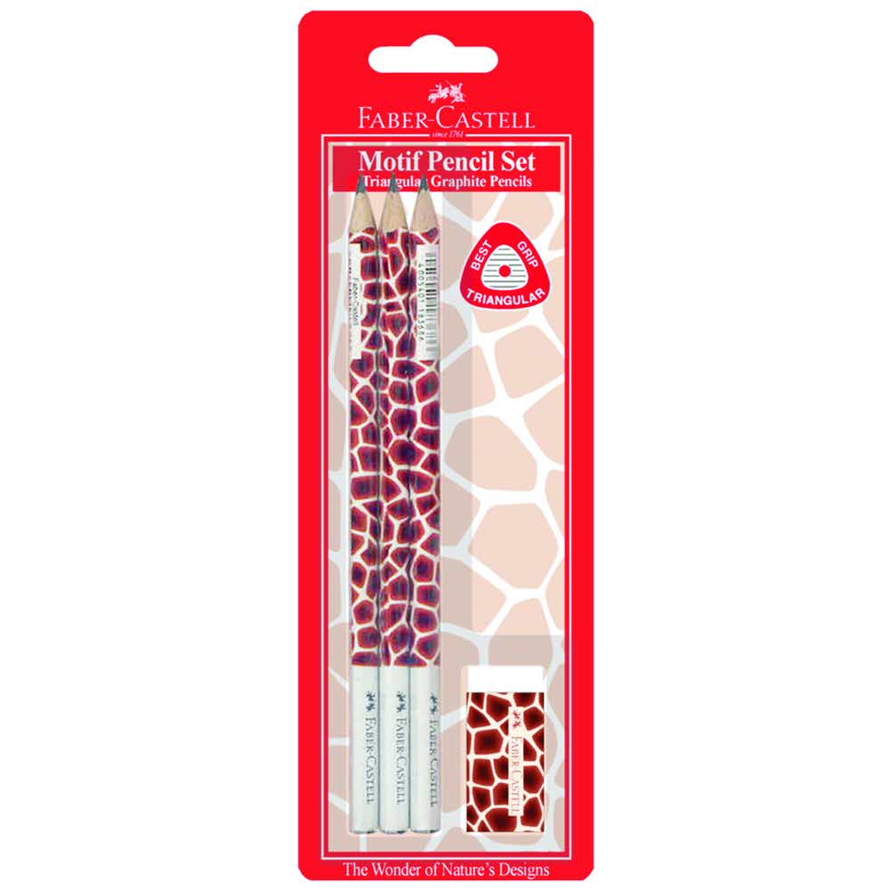 ołówek trójkątny motyw żyrafa 3 sztgumka blister faber castell alibiuro.pl 33