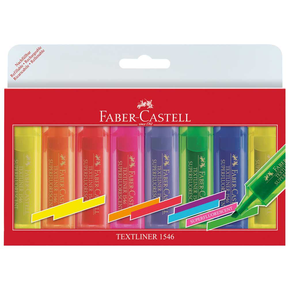 zakreślacz 1546 8 szt6+2 żółte w etui platikowym faber castell alibiuro.pl 0