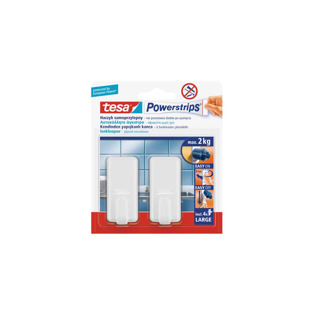 haczyk samoprzylepny powerstrips tesakwadratowyduzybiały 2szt.blister alibiuro.pl 83
