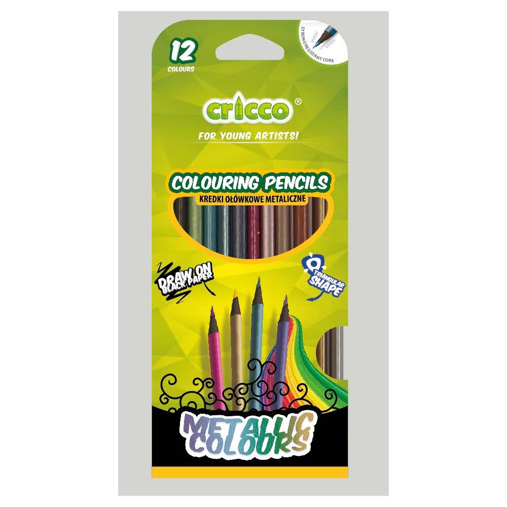 kredki cricco trójkątne 12 kol.metaliczne black wood alibiuro.pl 91