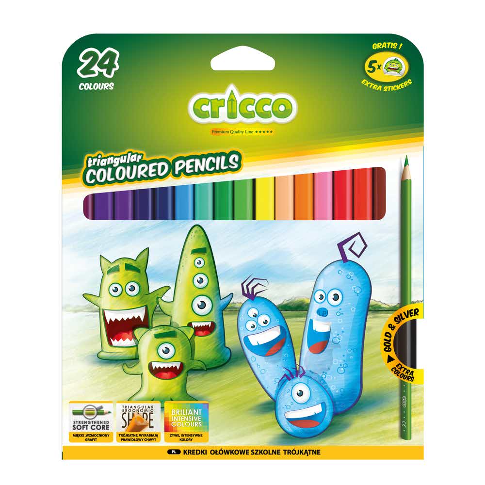 kredki cricco trójkątne 24 kolmix wzorów alibiuro.pl 45